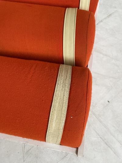 Pair of Red Italian Mid Century Modern Armchairs