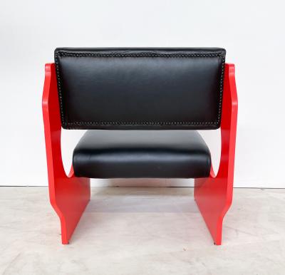 Pair of Red Italian Mid Century Modern Armchairs