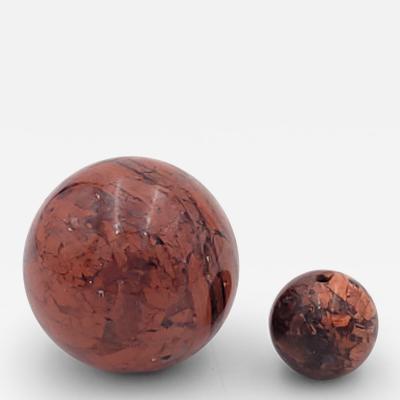 Pair of Red Jasper Matrix Spheres