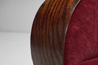 Pair of Red Mohair Armchairs Europe 1930s