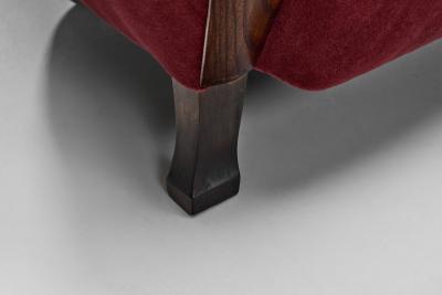 Pair of Red Mohair Armchairs Europe 1930s