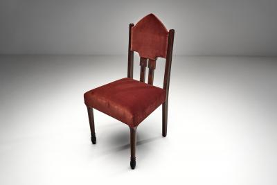 Pair of Red Upholstered Amsterdamse School Chairs The Netherlands ca 1930s