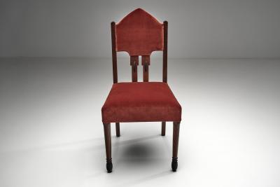 Pair of Red Upholstered Amsterdamse School Chairs The Netherlands ca 1930s