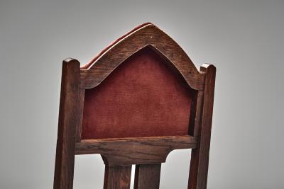 Pair of Red Upholstered Amsterdamse School Chairs The Netherlands ca 1930s