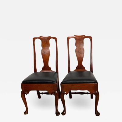 Pair of Red Walnut Queen Anne Chairs England circa 1710