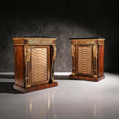 Pair of Regency Brass Inlaid Side Cabinets attrb to Louis Constantin Le Gaigneur