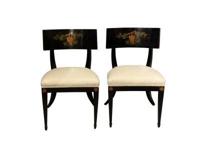 Pair of Regency Ebonized Klismos Side Chairs