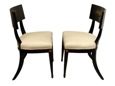 Pair of Regency Ebonized Klismos Side Chairs
