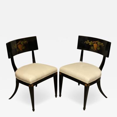 Pair of Regency Ebonized Klismos Side Chairs