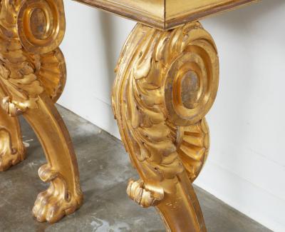 Pair of Regency Giltwood Lion Paw Console Tables