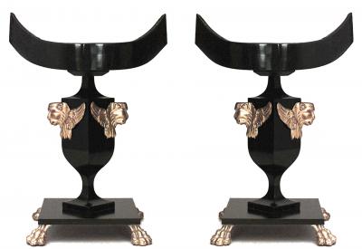 Pair of Regency Lacquered Gilt Lion Ferneries