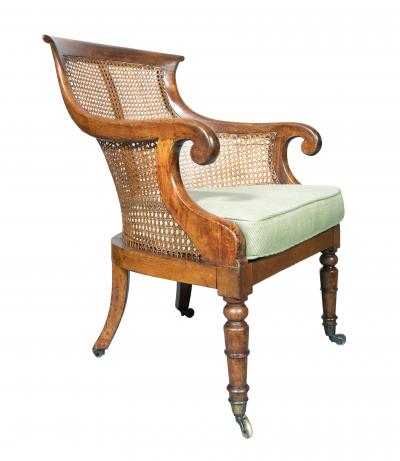 Pair of Regency Mahogany Caned Tub Chairs