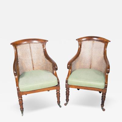 Pair of Regency Mahogany Caned Tub Chairs