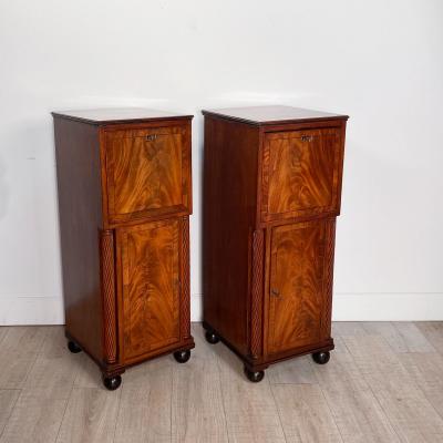 Pair of Regency Mahogany One Drawer Cabinet Pedestals England circa 1820