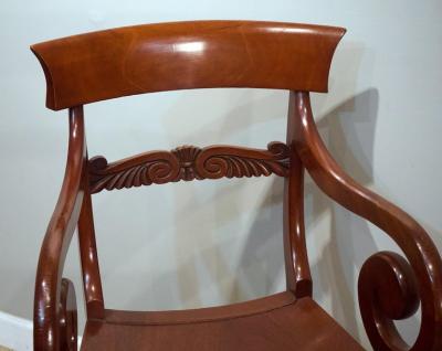 Pair of Regency Mahogany Saddle Seat Armchairs