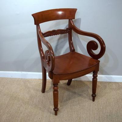 Pair of Regency Mahogany Saddle Seat Armchairs