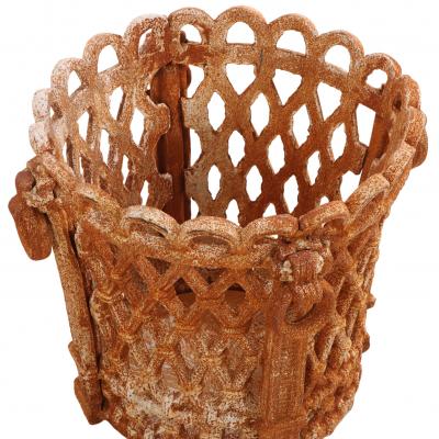 Pair of Regency Style Cast Iron Planters with Ring Handles 