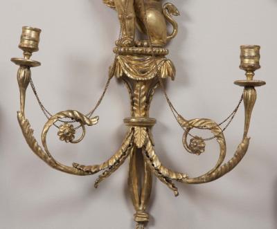 Pair of Regency Style Giltwood Gryphon Wall Sconces
