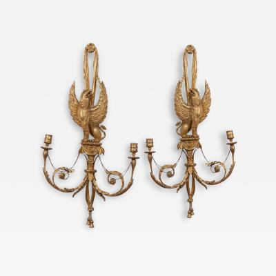 Pair of Regency Style Giltwood Gryphon Wall Sconces