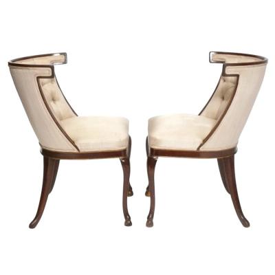 Pair of Regency Tufted Chairs With Hooved Feet Hollywood Regency