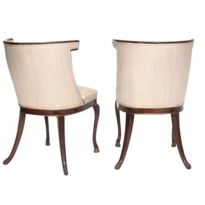 Pair of Regency Tufted Chairs With Hooved Feet Hollywood Regency
