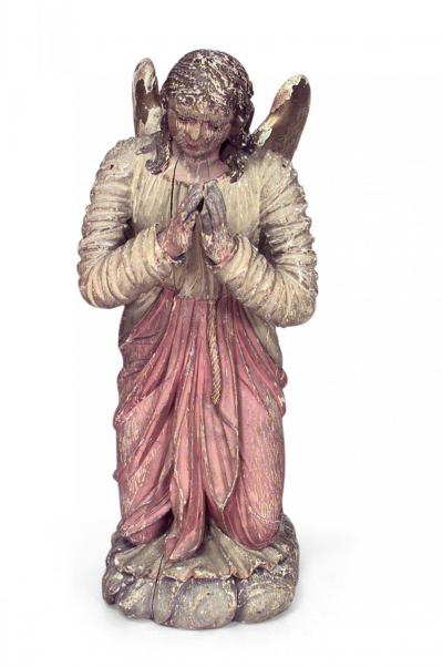 Pair of Renaissance Polychromed Winged Figures