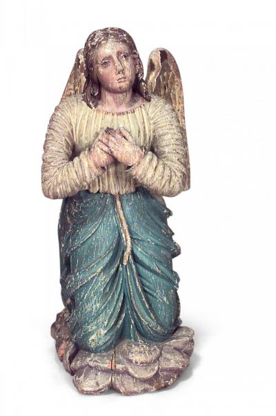 Pair of Renaissance Polychromed Winged Figures