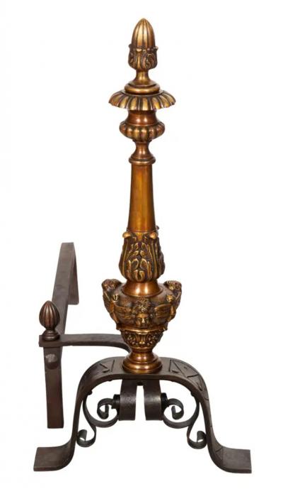 Pair of Renaissance Style Bronze Andirons