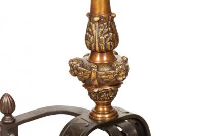 Pair of Renaissance Style Bronze Andirons