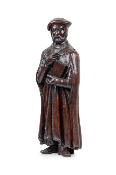 Pair of Renaissance Walnut Scholarly Figures