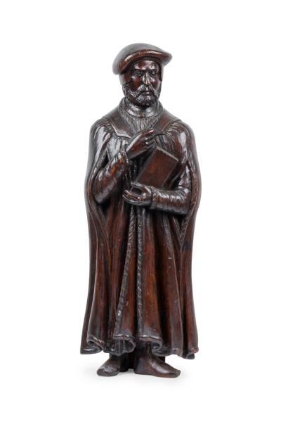 Pair of Renaissance Walnut Scholarly Figures