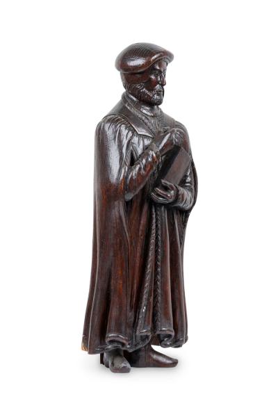 Pair of Renaissance Walnut Scholarly Figures