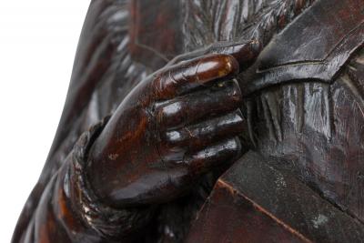 Pair of Renaissance Walnut Scholarly Figures