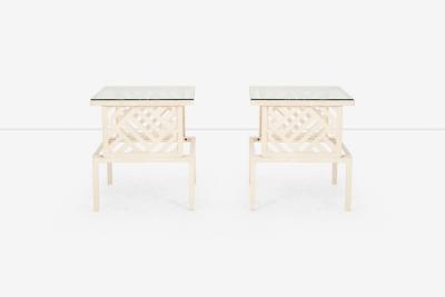 Pair of Richard L Sandfort Aluminum End Tables and Ottomans 1950