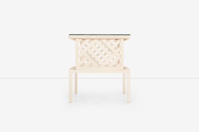 Pair of Richard L Sandfort Aluminum End Tables and Ottomans 1950