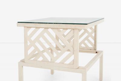 Pair of Richard L Sandfort Aluminum End Tables and Ottomans 1950