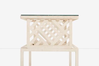 Pair of Richard L Sandfort Aluminum End Tables and Ottomans 1950