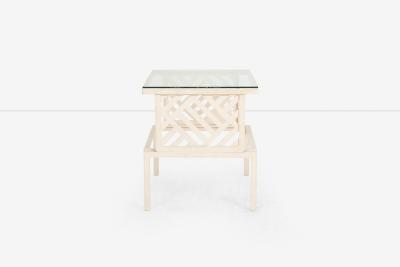 Pair of Richard L Sandfort Aluminum End Tables and Ottomans 1950