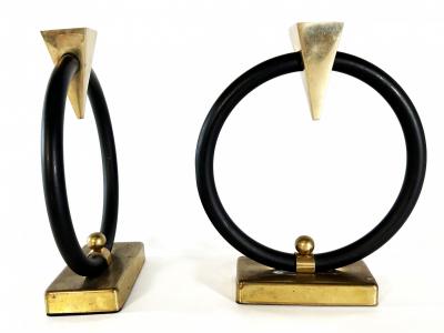 Pair of Ring Metal Candleholders