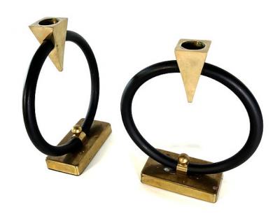 Pair of Ring Metal Candleholders XXXX