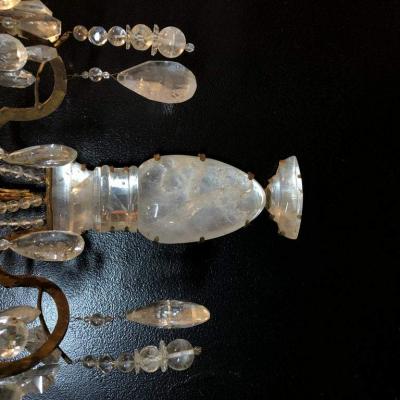 Pair of Rock Crystal Floral Urn Sconces