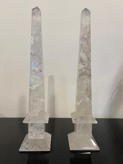 Pair of Rock Crystal Obelisks