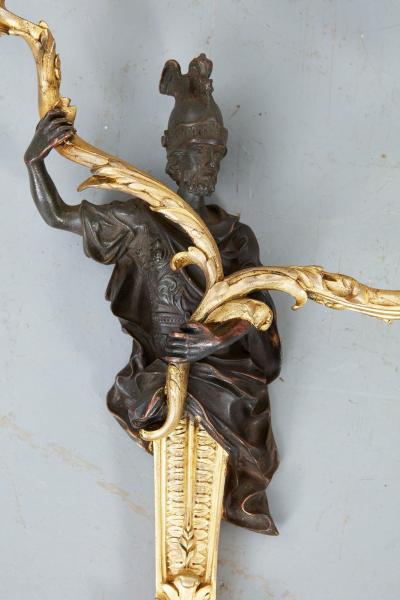 Pair of Rococo Bronze and Gilt Sconces