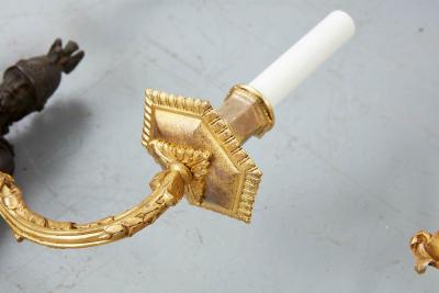 Pair of Rococo Bronze and Gilt Sconces
