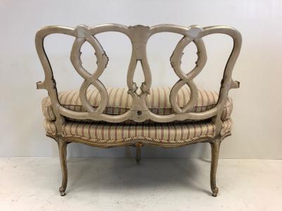Pair of Rococo Style Parcel Gilt Painted Settees