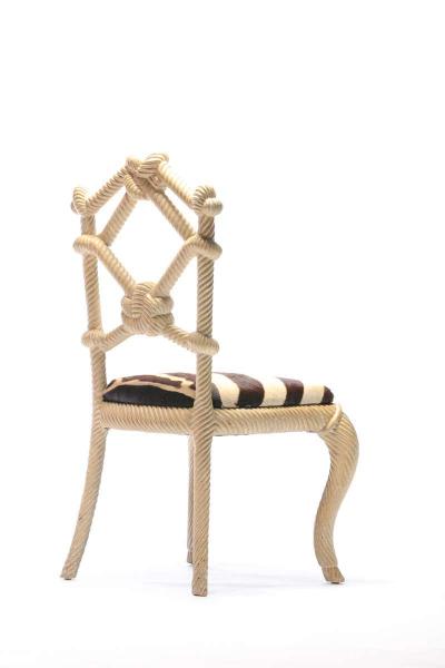 Pair of Rope Chairs from Viceroy Miami with Zebra Hide Upholstered Seats