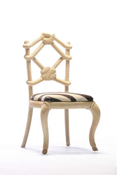 Pair of Rope Chairs from Viceroy Miami with Zebra Hide Upholstered Seats
