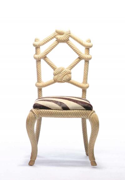 Pair of Rope Chairs from Viceroy Miami with Zebra Hide Upholstered Seats