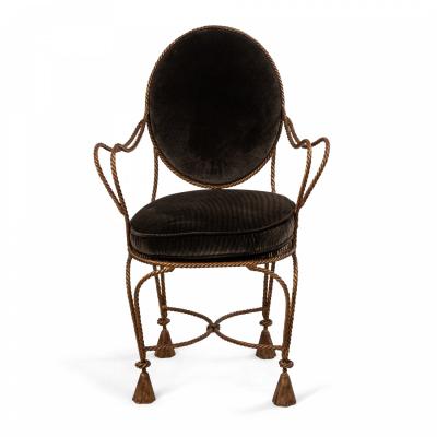 Pair of Rope and Tassel Gilt Arm Chairs