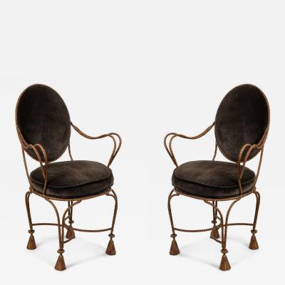 Pair of Rope and Tassel Gilt Armchairs
